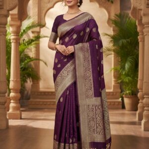 royal wine cotton saree