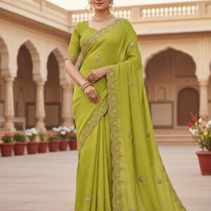 luminous lime cotton saree